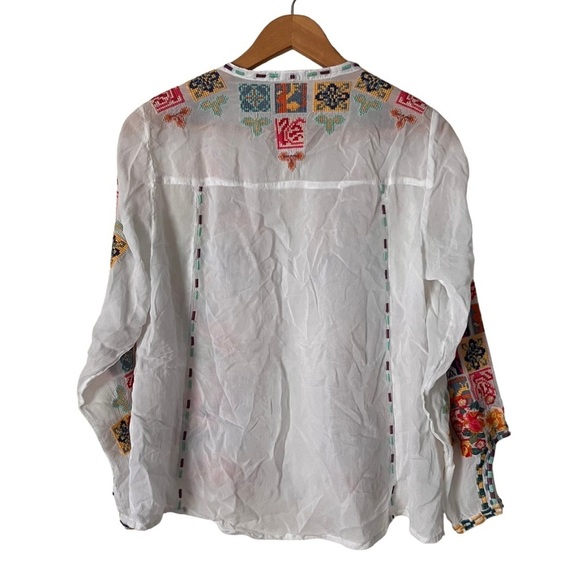 Johnny Was Nikolita Embroidered Blouse BOHO White Top, XS - Picture 3 of 10